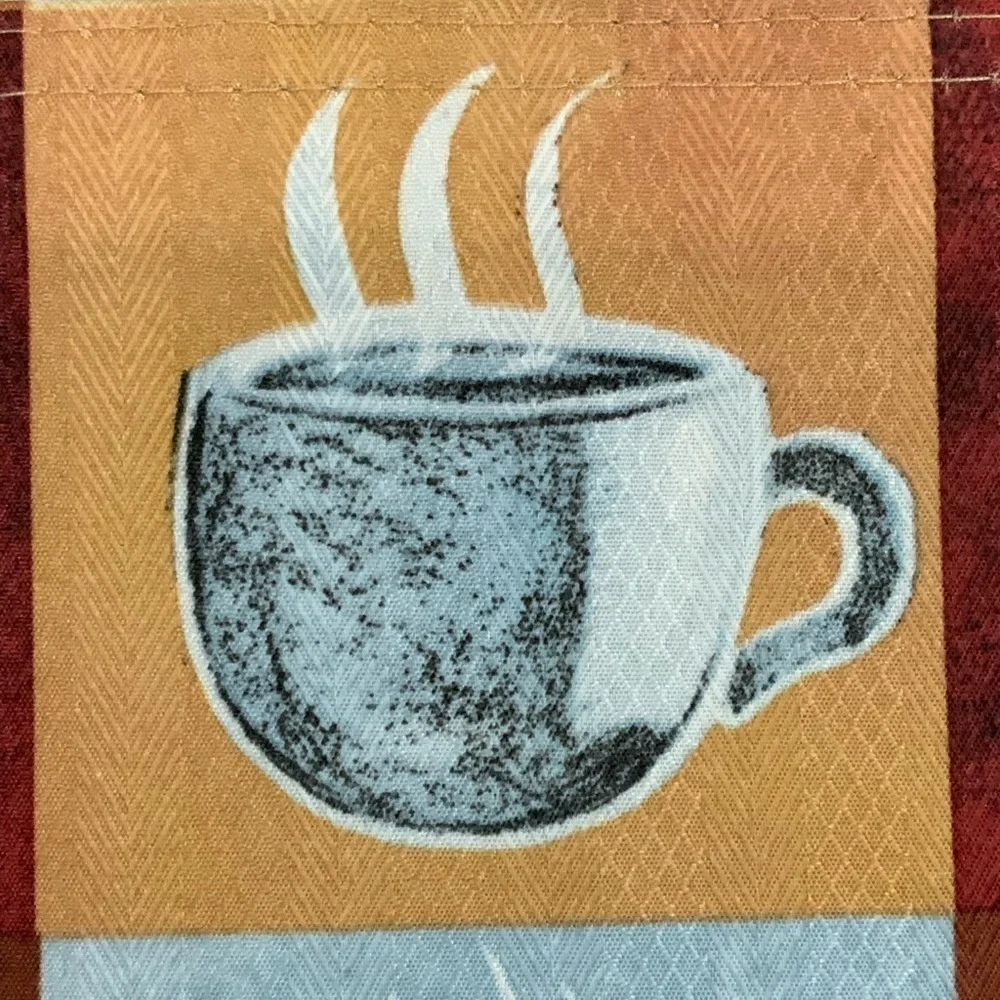 Coffee Time Placemats Printed Lined Reversible Retro Block Pattern Set of 4